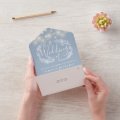 Dusty Blue String Lights Foliage Floral Wedding All In One Invitation ...