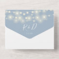 Dusty Blue String Lights Foliage Floral Wedding All In One Invitation ...
