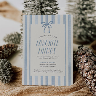 Dusty Blue Stripe Favorite Things Party Invitation