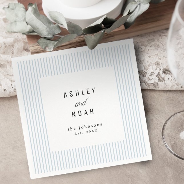 Dusty Blue Striped Elegance Classy Wedding Napkins (Dusty Blue Striped Elegance Classy Wedding Napkins)