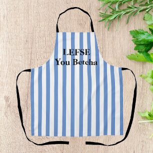 Dusty Blue Striped Lefse All-Over Print Apron