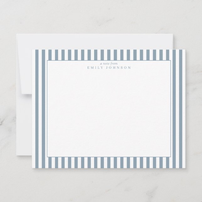Dusty Blue Striped Note Card (Front)