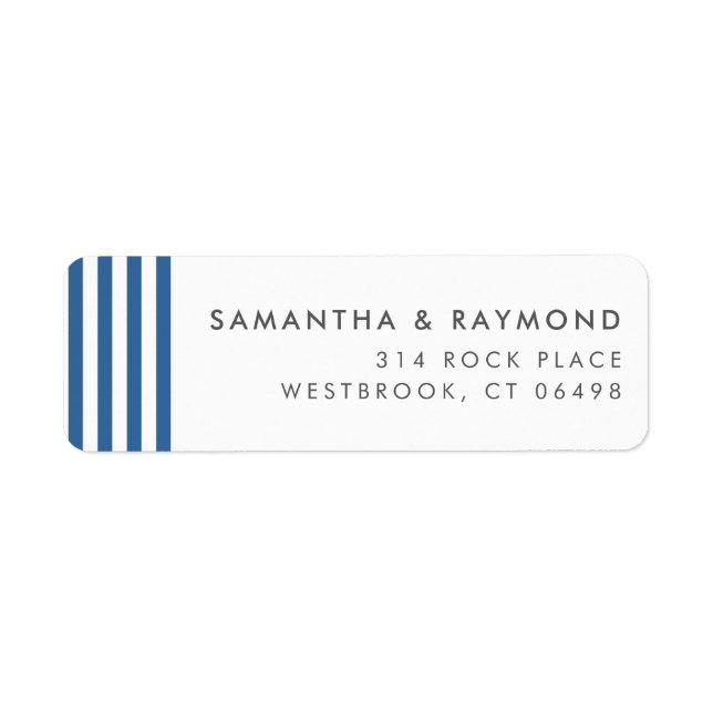 Dusty Blue Stripes Nautical Return Address Label (Front)