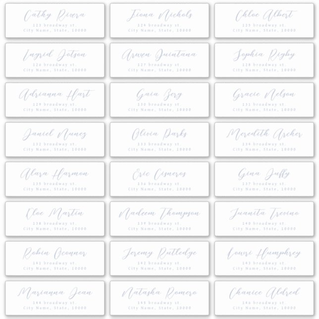 Dusty Blue Stylish script guest address label (Front)