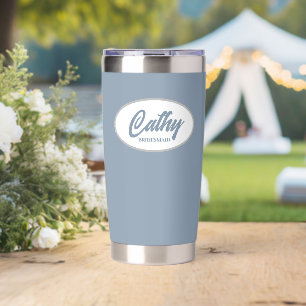Dusty Blue Stylized Name Wedding Bridesmaid Insulated Tumbler