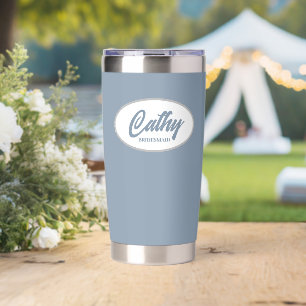 Dusty Blue Stylized Wedding Bridesmaid Insulated Tumbler
