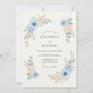 Dusty Blue Subtle Spring Wedding Invitation