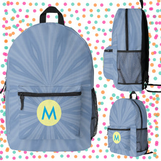 Dusty Blue Sunburst Monogrammed Printed Backpack