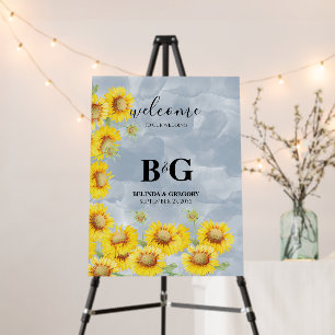 Dusty Blue Sunflowers Wedding Welcome Sign