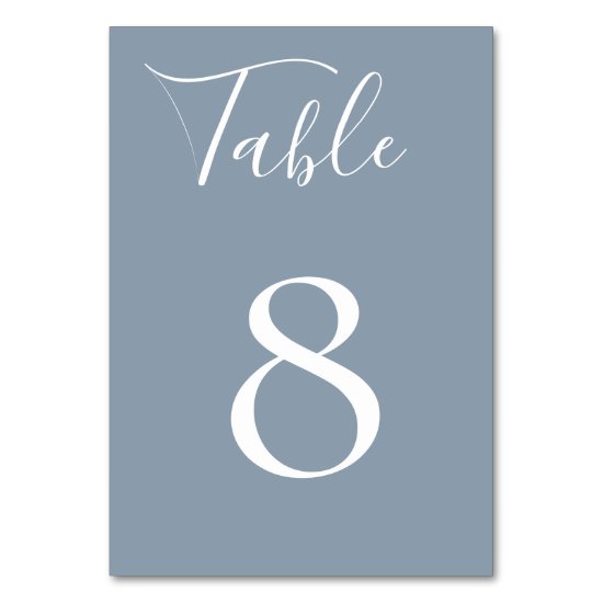 Dusty Blue Table Number Card