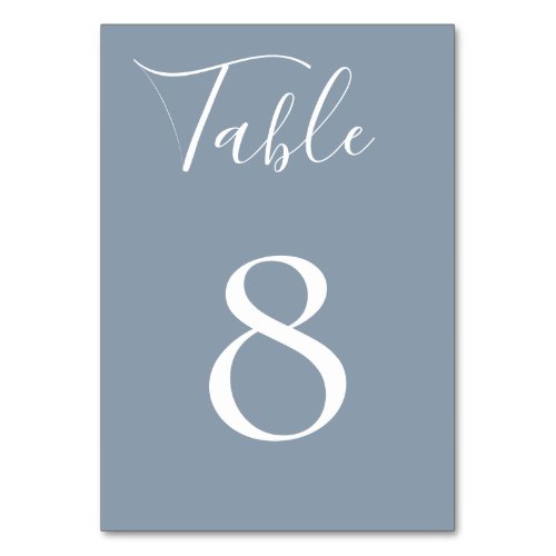 Dusty Blue Table Number Card