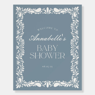 Dusty Blue Talavera Fiesta Boy Baby Shower Welcome Foam Board