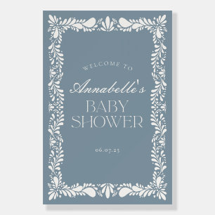 Dusty Blue Talavera Fiesta Boy Baby Shower Welcome Foam Board