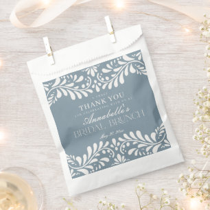 Dusty Blue Talavera Fiesta Bridal Brunch Dessert Favor Bag