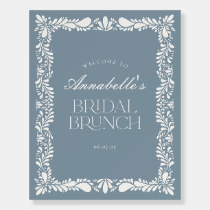 Dusty Blue Talavera Fiesta Bridal Brunch Welcome Foam Board