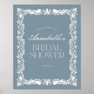 Dusty Blue Talavera Fiesta Bridal Shower Welcome Poster