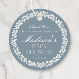 Dusty Blue Talavera Spanish Fiesta Boy Baby Shower Favor Tags