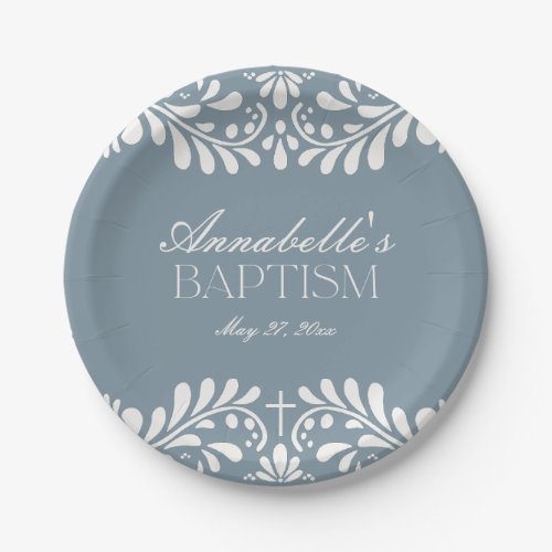 Dusty Blue Talavera Spanish Fiesta Boy Baptism