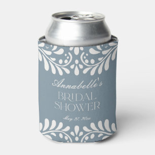 Dusty Blue Talavera Spanish Fiesta Bridal Shower Can Cooler