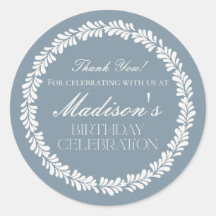 Dusty Blue Talavera Tile Fiesta Birthday Favor Classic Round Sticker