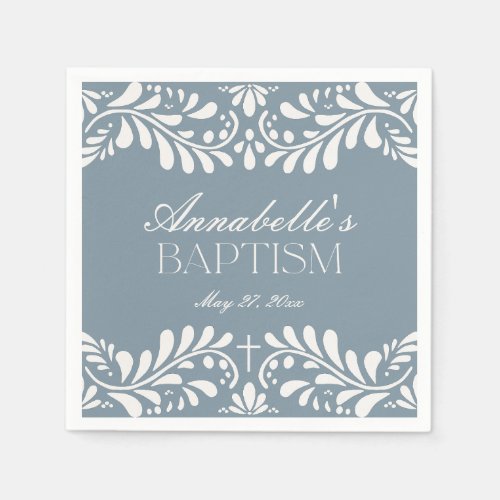 Dusty Blue Talavera Tile Fiesta Boy Baptism