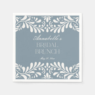 Dusty Blue Talavera Tile Fiesta Bridal Brunch Napkins