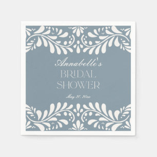 Dusty Blue Talavera Tile Fiesta Bridal Shower Napkins