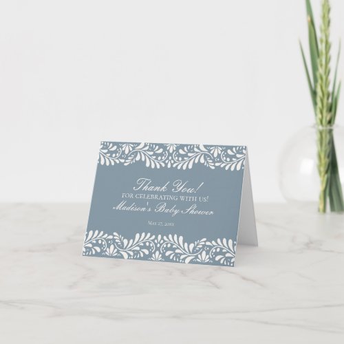 Dusty Blue Talavera Tile Fiesta Thank You Card 