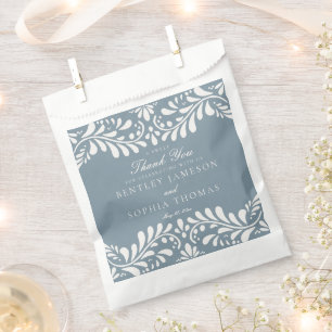 Dusty Blue Talavera Tile Fiesta Wedding Dessert Favor Bag