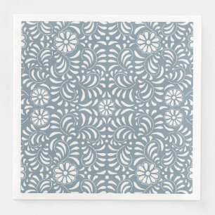 Dusty Blue Talavera Tile Spanish Style Fiesta Paper Dinner Napkins