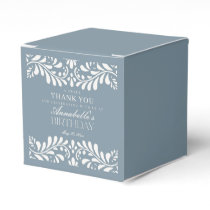Dusty Blue Talavera Tile Style Fiesta Birthday Favor Boxes
