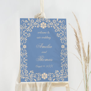 Dusty Blue Talavera Wedding Welcome Sign