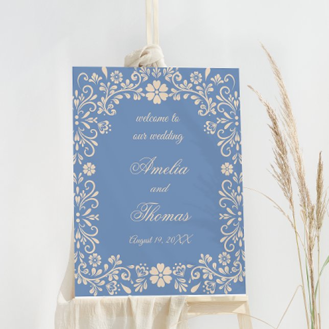 Dusty Blue Talavera Wedding Welcome Sign (Creator Uploaded)
