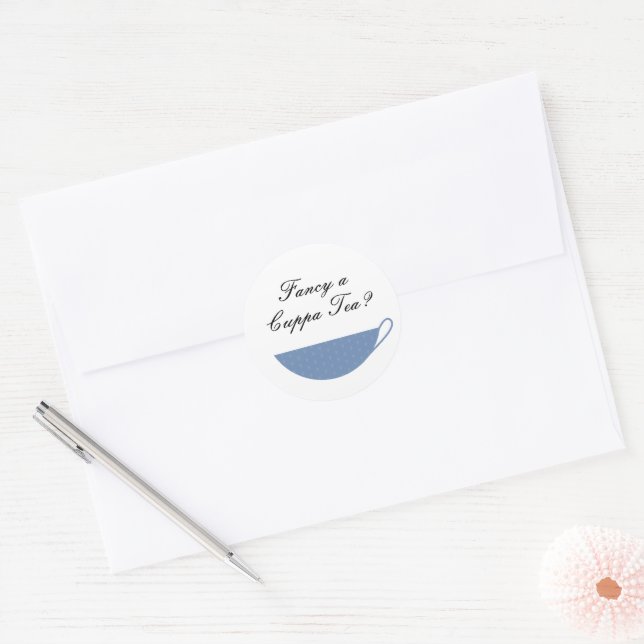 Dusty Blue Teacup Envelope Seal & Sticker (Envelope)
