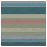 Dusty Blue, Teal, Beige, Coral, Olive Stripes  Fabric