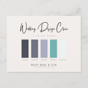 Dusty Blue Teal Color Palette with Hex Codes Postcard