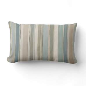Dusty Blue Teal Sage Beige Stripe Lumbar Pillow