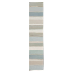 Dusty Blue Teal Sage Beige Stripe Short Table Runner