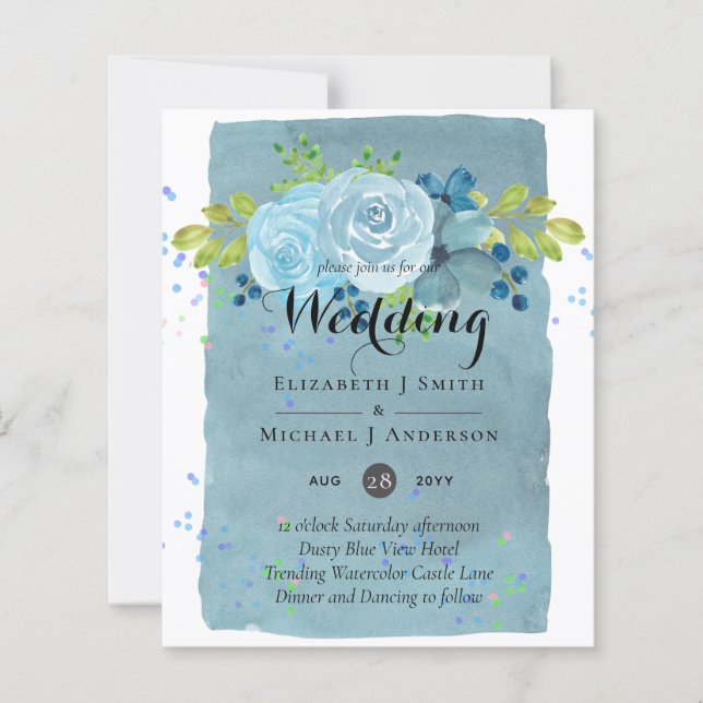 Dusty Blue Teal Wedding Trending Budget (Front)