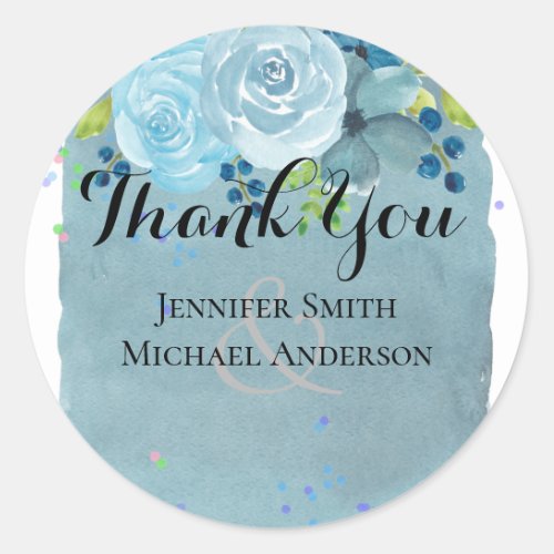 Dusty Blue Teal Wedding Trending Budget Classic Round Sticker