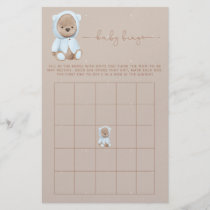 Dusty Blue Teddy Bear Baby Shower Bingo Game Flyer