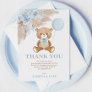 Dusty Blue Teddy Bear Balloon Boy Baby Shower Thank You Card