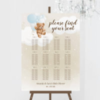 Dusty Blue Teddy Bear with Balloons Seating Chart