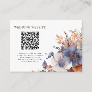 Dusty Blue Terracotta Boho Elegant Wedding Details Enclosure Card