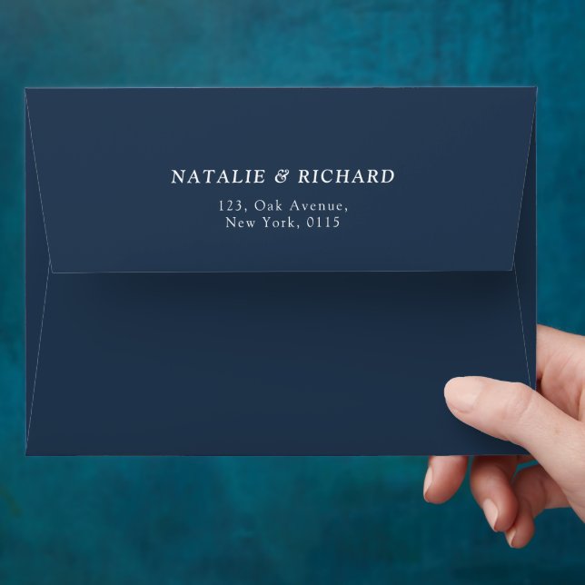 Dusty blue & Terracotta floral watercolor wedding Envelope (Hand)