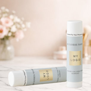 Dusty blue text business company logo lip balm