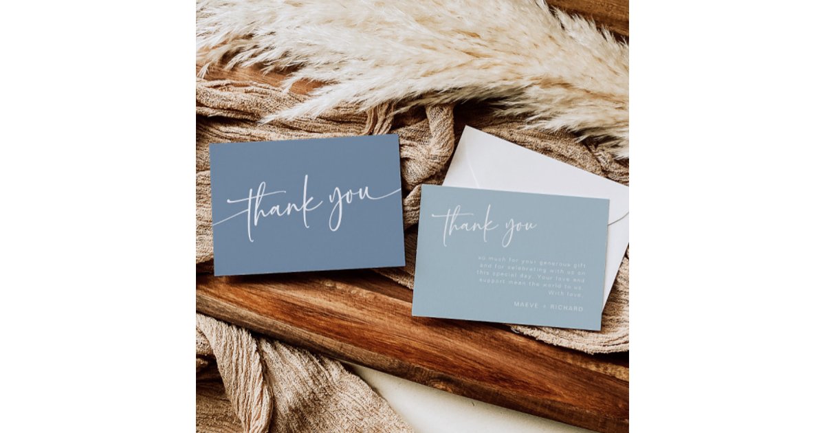Dusty Blue Thank You Card Modern Minimalist Boy | Zazzle