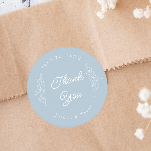 Dusty Blue Thank You Wedding Favor Sticker (Creator Uploaded)