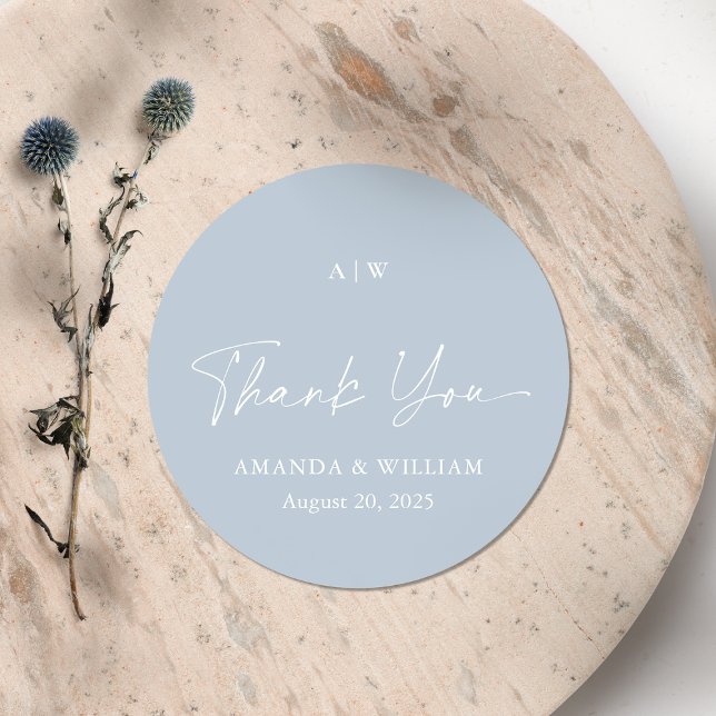 Dusty Blue Thank You Wedding Sticker (Creator Uploaded)