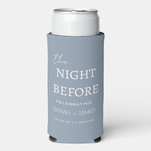Dusty Blue the Night Before Minimal Wedding   Seltzer Can Cooler